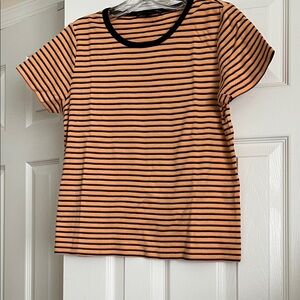 Ralph Lauren Orange and Black Striped Short Sleeve Tee